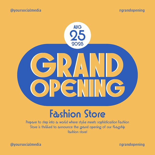 PSD psd grand opening fashion store on dark color background instagram post template