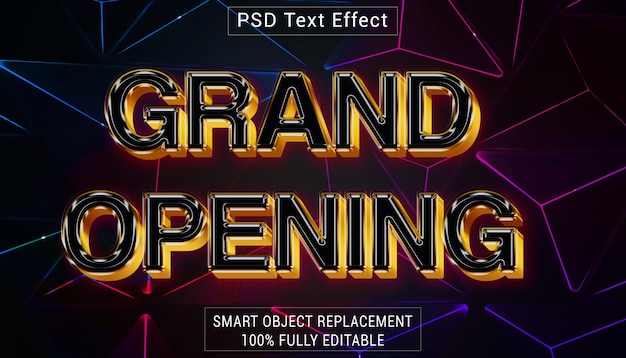 PSD effetto stile di testo del logo psd grand opening