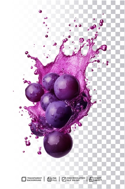 PSD psd grape splash swirl with purple color on isolated background