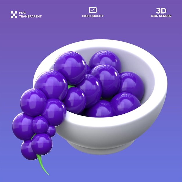 PSD 포도 3D 일러스트레이션
