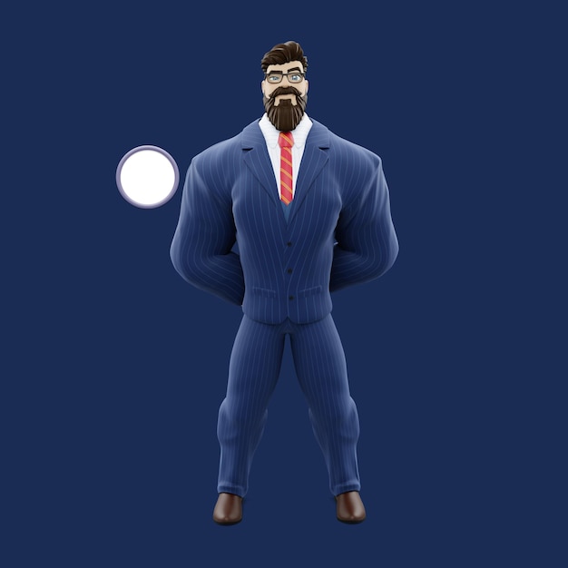 まっすぐ立っている男のPSDグラフィカルなイラスト