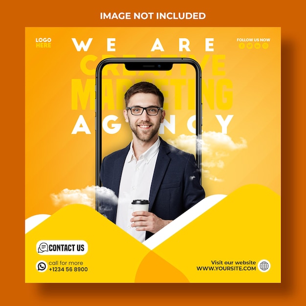 PSD gratis digitaal marketingbureau live webinar en corporate social media post sjabloon