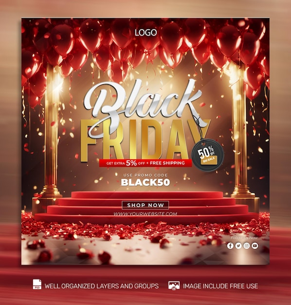 Psd gratis psd black friday poster sociale media amp banner tamplates