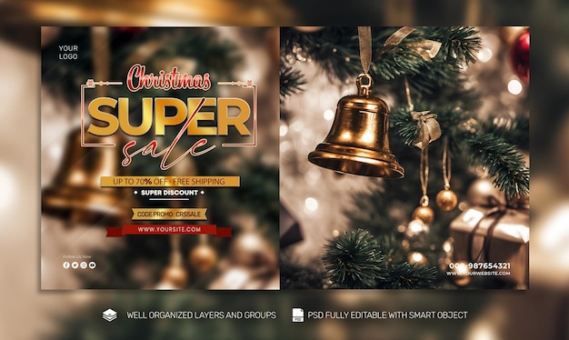 Psd gratis psd kerstbanner 7 poster sociale media tamplate