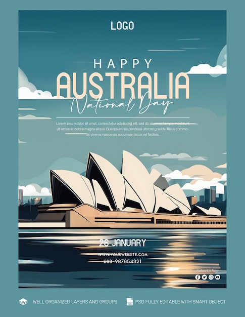 PSD psd gratis sjabloon banner en flyer australia day social media post