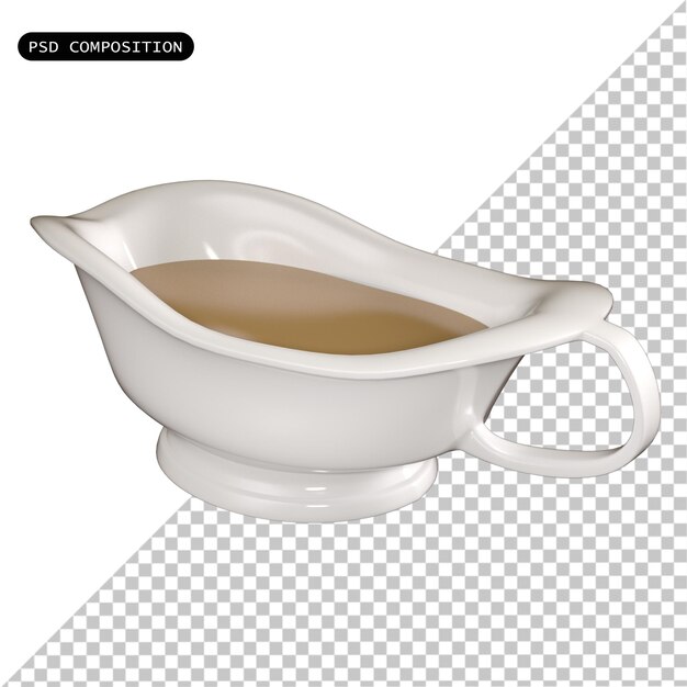 PSD psd gravy keramische boot geïsoleerd 3d render illustratie