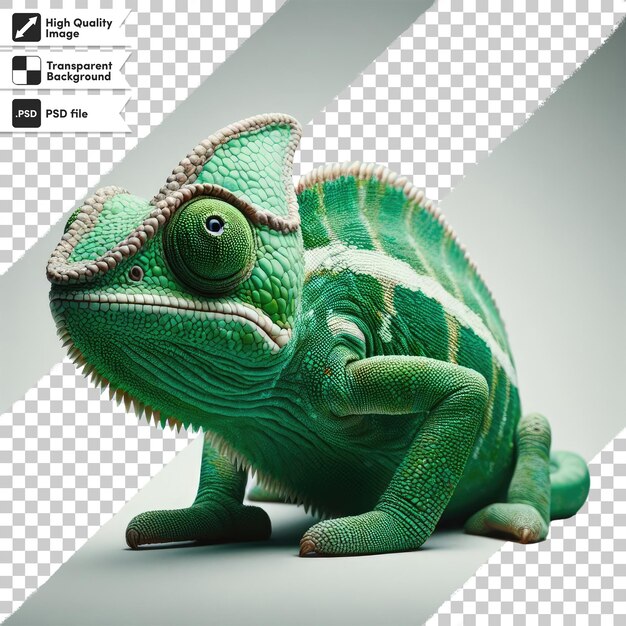 PSD psd green chameleon on transparent background with editable mask layer