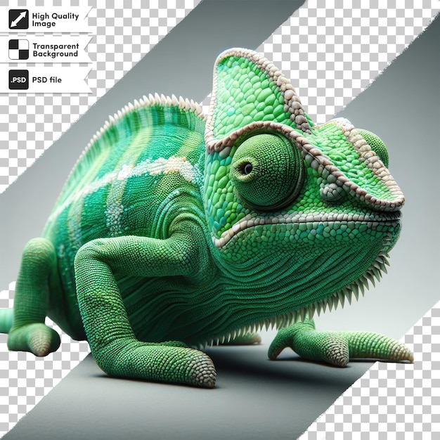 PSD psd green chameleon on transparent background with editable mask layer