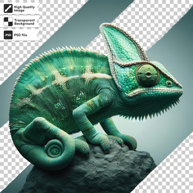 PSD psd green chameleon on transparent background with editable mask layer