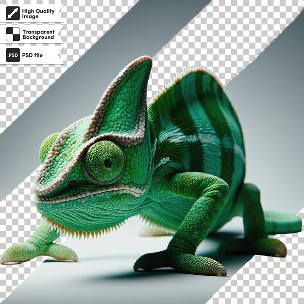 PSD psd green chameleon on transparent background with editable mask layer