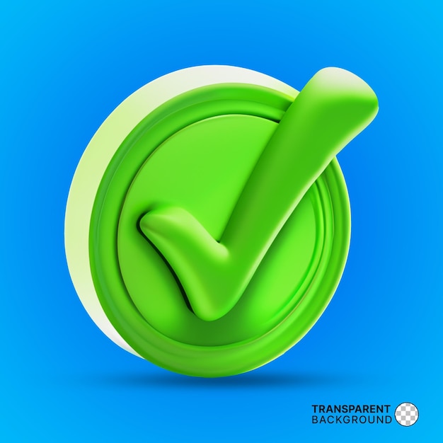 PSD psd green check mark symbol icon 3d render illustration