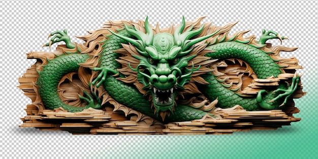 PSD green chinese dragon on a transparent background