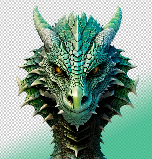 PSD psd green dragon head on a transparent background