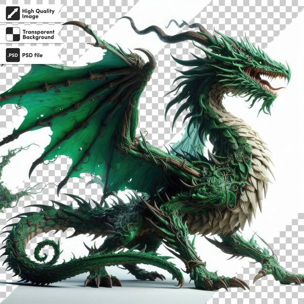 PSD psd green dragon on transparent background with editable mask layer