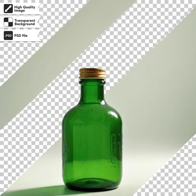 PSD bottiglia di vetro verde psd su sfondo trasparente con strato di maschera modificabile
