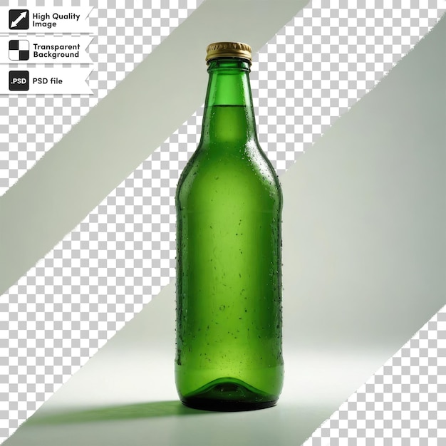 Psd green glass bottle on transparent background with editable mask layer