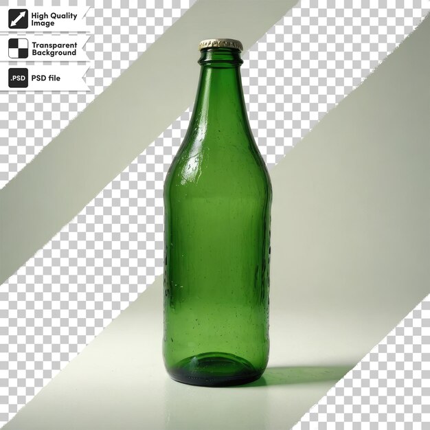 PSD psd green glass bottle on transparent background with editable mask layer