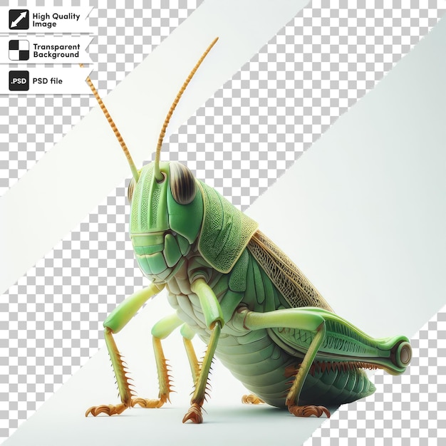 PSD grasshopper verde psd su sfondo trasparente con strato di maschera modificabile