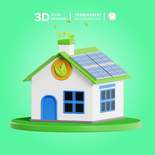 PSD illustrazione 3d della casa verde psd