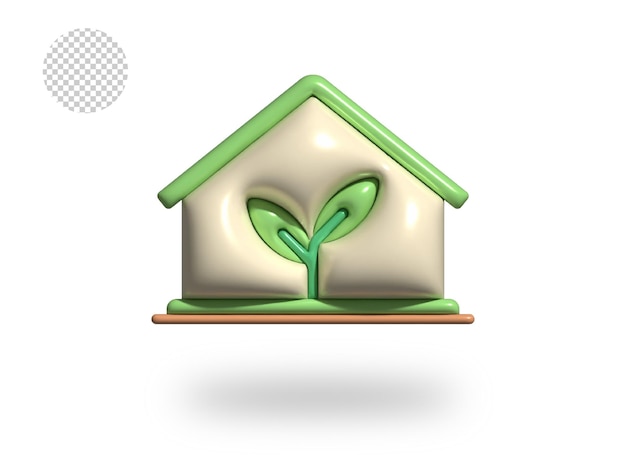 PSD psd green house comic bubble icon 3d render illustration