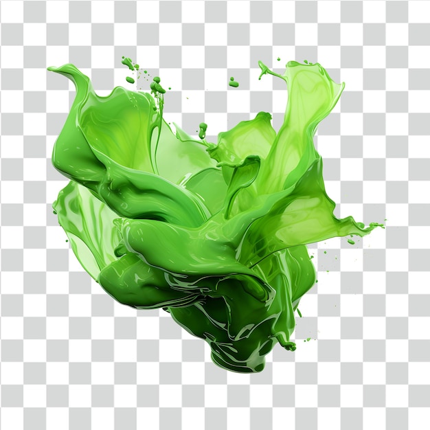 Psd green liquid splash isolated on transparent background