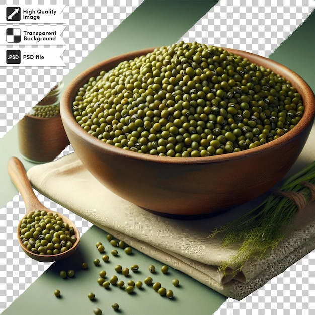 PSD psd green mung beans in bowl on transparent background