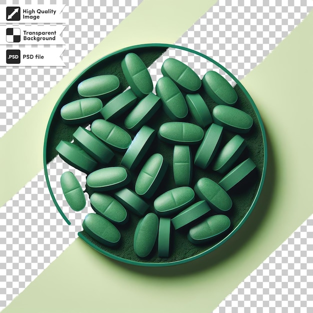 PSD psd green pills on transparent background