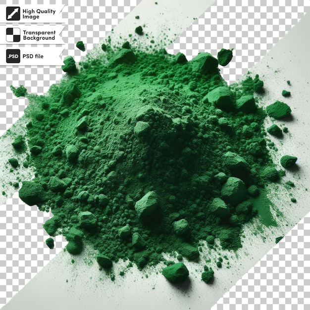 Зеленый порошок psd на прозрачном фоне с редактируемым слоем маски