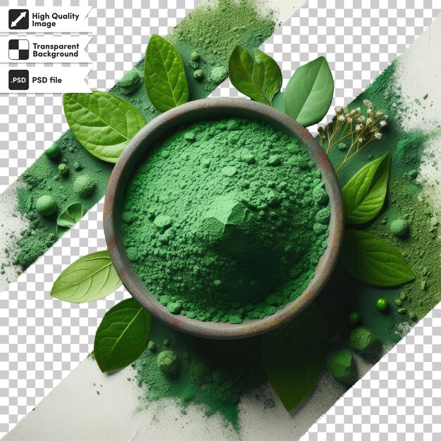 PSD psd green powder on transparent background with editable mask layer