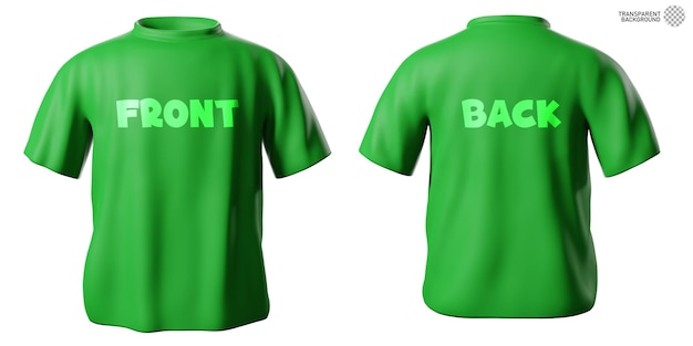 PSD green t-shirts front and back view mockup