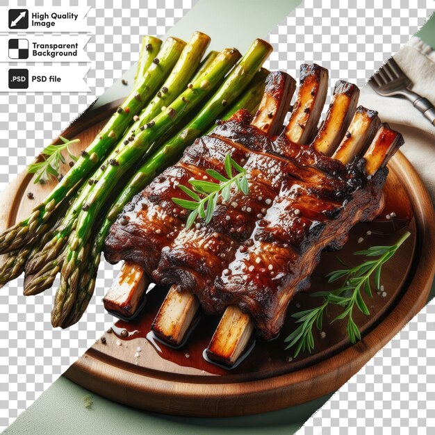 PSD psd grilled beef steak with vegetables on transparent background