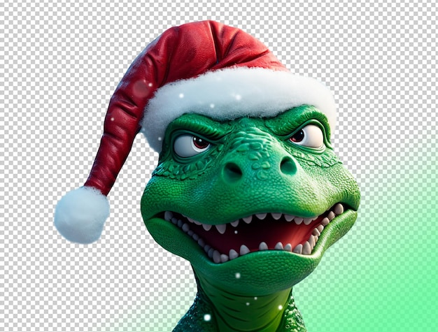 PSD psd groene cartoon draak kerstman op een transparante achtergrond