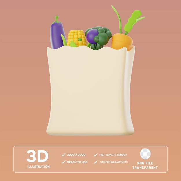 PSD groenten zak 3D illustratie