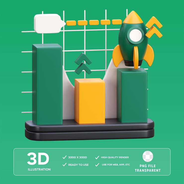 PSD psd growth 3d illustration