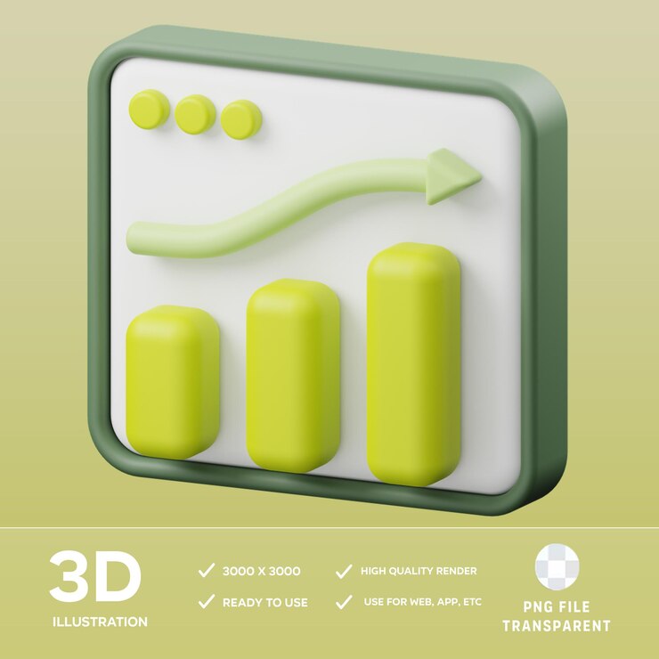 PSD psd 성장 분석 3d 일러스트레이션