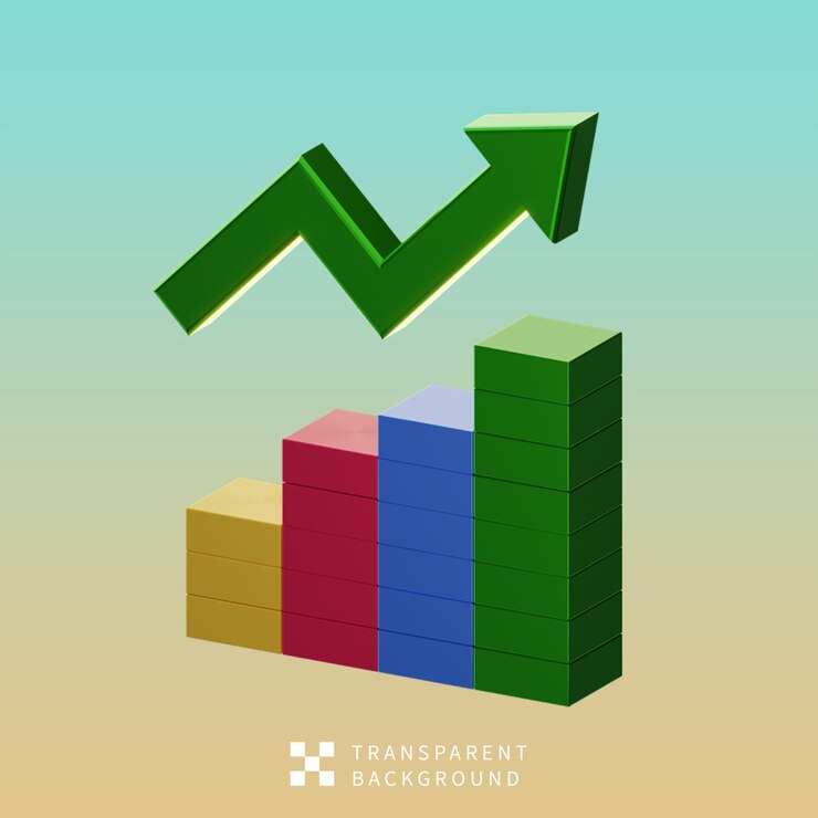 PSD psd growth chart 3d illustration