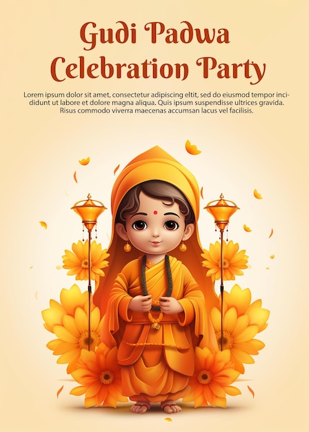 Psd gudi padwa viering banner poster flyer