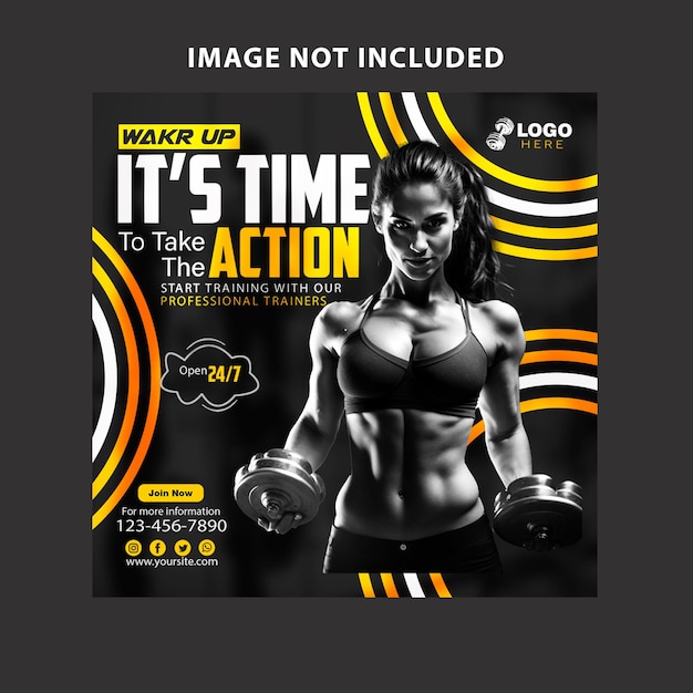 PSD gym and fitness social media banner template