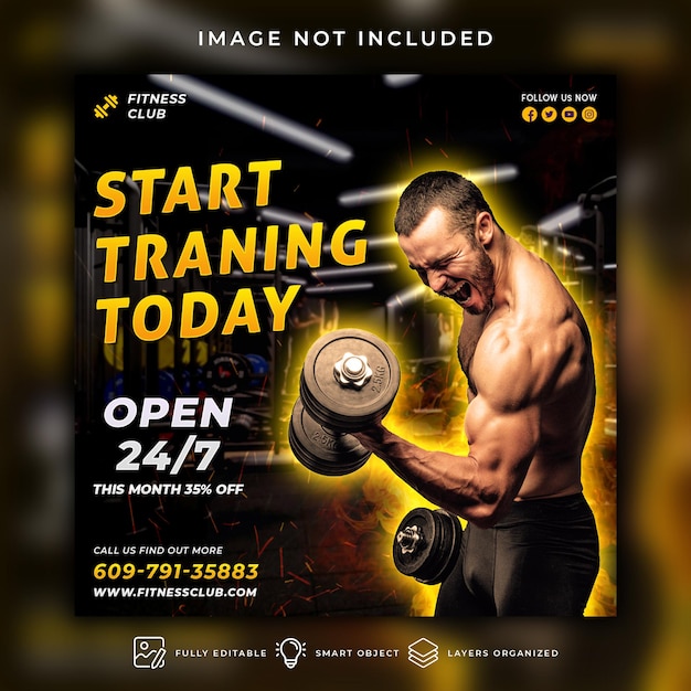 PSD psd gym and fitness social media web banner template