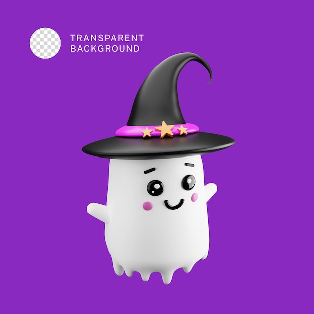 Psd personaggio halloween simpatico fantasma illustrazione di rendering 3d