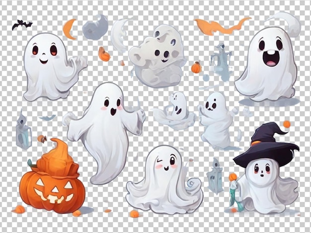 Psd of a halloween cutest ghost on transparent background