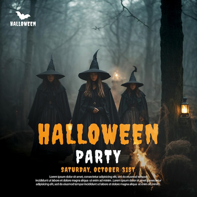 PSD halloween-feest sociale media post met halloween achtergrond creatieve ai