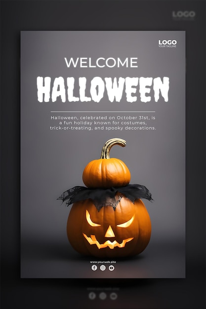 Psd halloween greeting card