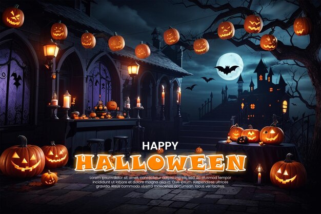 PSD psd halloween horror night party social media post and flyer template