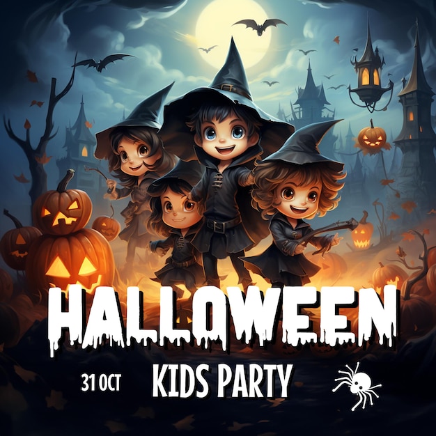 PSD psd хэллоуин детская вечеринка пост о фестивале в социальных сетях