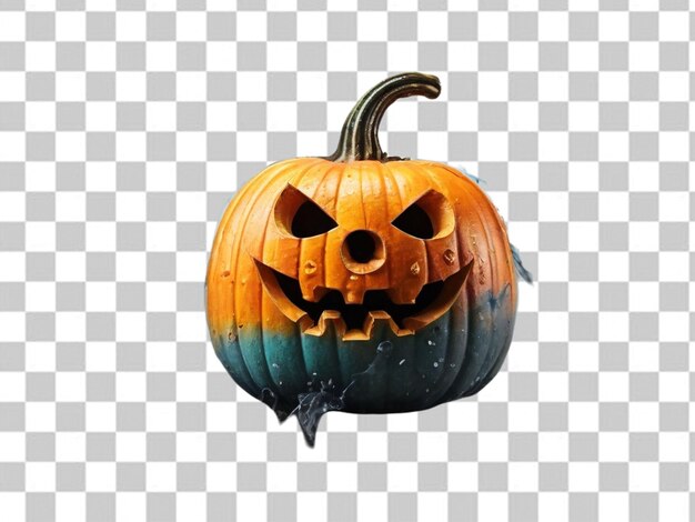 Psd di una zucca di halloween pioggia colorata incluso fumo