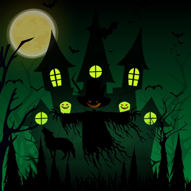 psd halloween pumpkins mockup on dark background