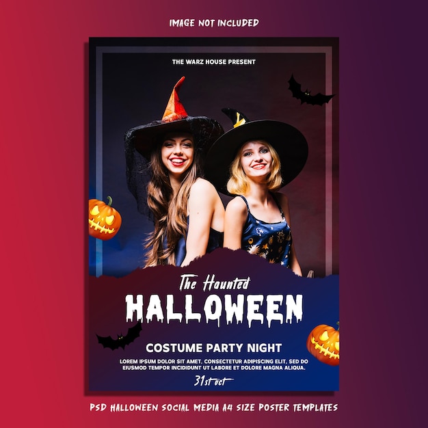 Psd Halloweenowy Plakat W Formacie A4 W Mediach Społecznościowych