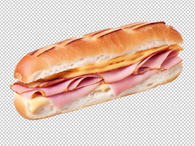 PSD psd ham and cheese baguette png on a transparent background