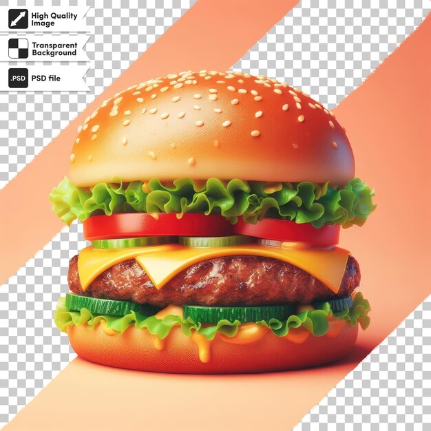 Psd hamburger on transparent background